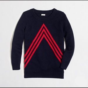 J. Crew Factory Knit Chevron Sweater Navy Red Sz M